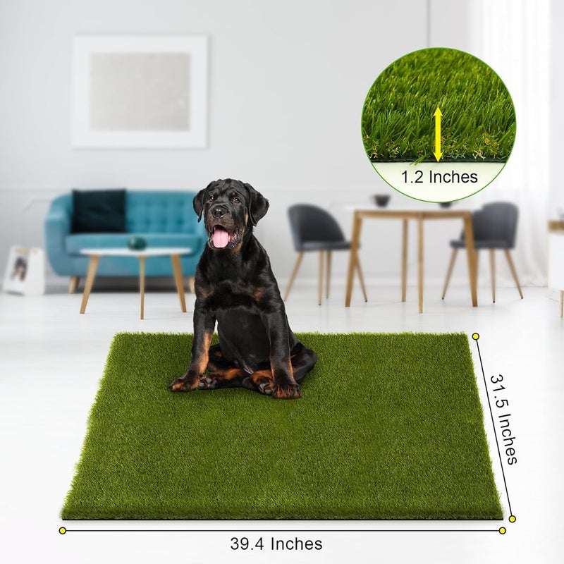CooRug Fake Grass, 39 x 31 Inches Artificial Grass for Dogs, Realistic Turf for Indoor Outdoor Door Mat Balcony Patio Lawn Decoration - Image 2